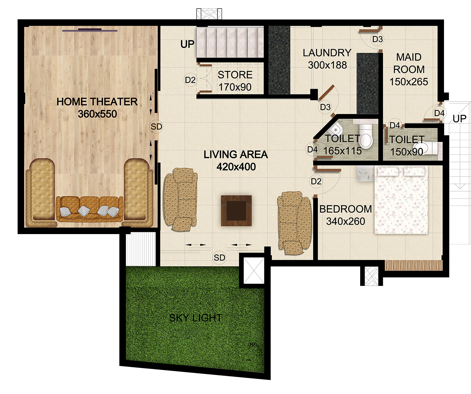 ClaySys Heights Villa Kakkanad - Floor Plan - Basement