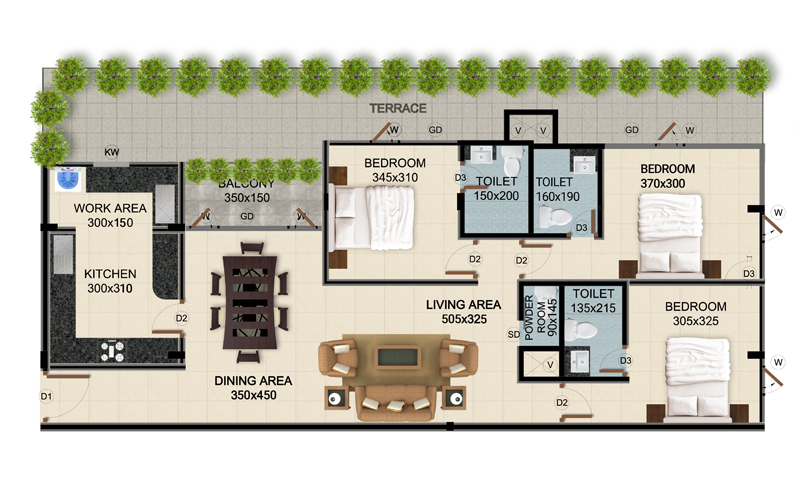 ClaySys Heights Kakkanad - Type G1 Apartment Floor Plan