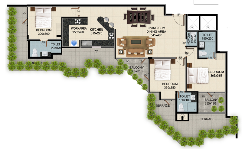 ClaySys Heights Kakkanad - Type I1 Apartment Floor Plan