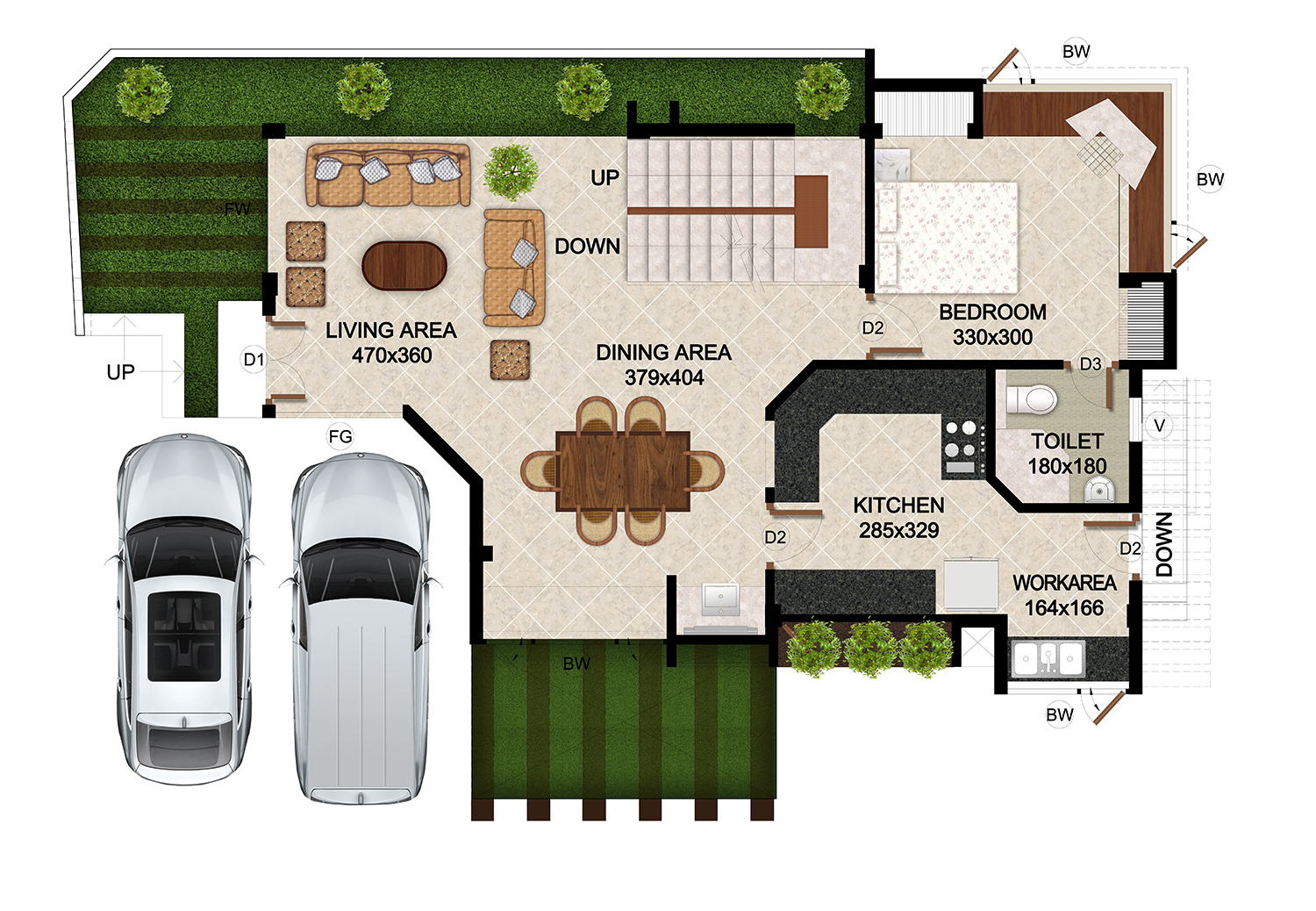 ClaySys Heights Villa Kakkanad - Floor Plan - Ground Floor